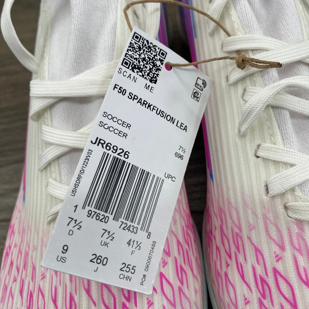 Adidas F50 Sparkfusion League Soccer Shoes Mens 7.5 White Pink Blue JR6926